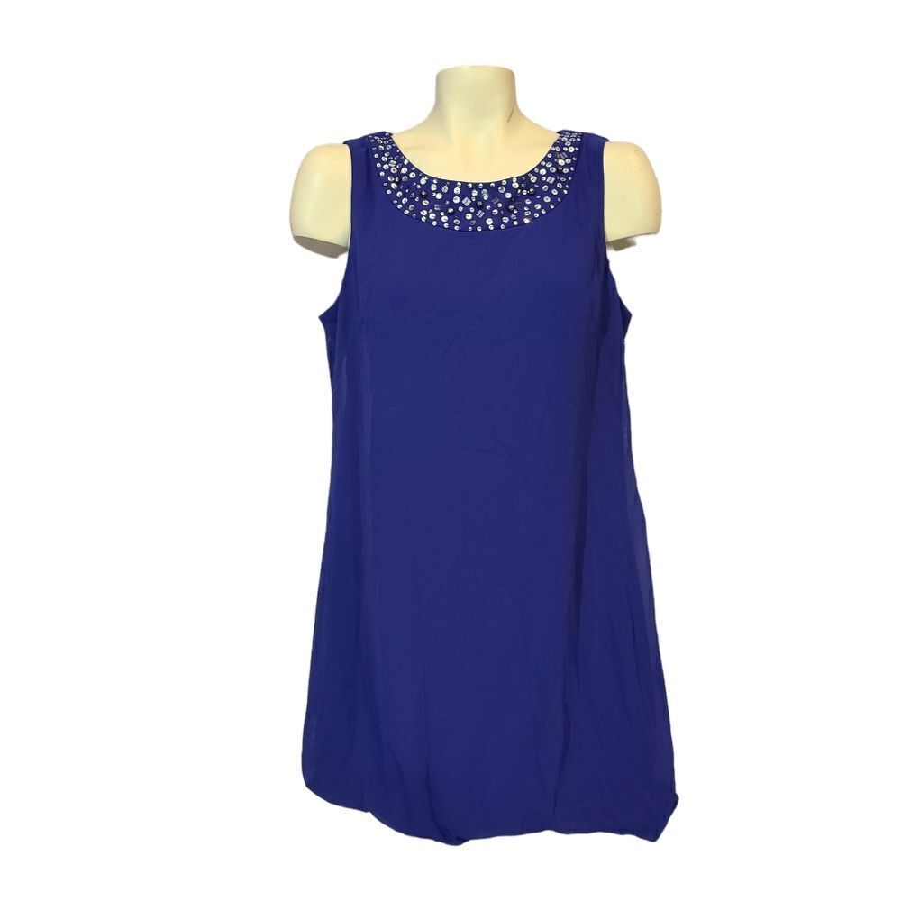 ‎SLNY Blue Embellished Shift Dress Size 12P